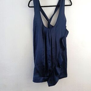 Z. Cavaricci Large Blue Sleeveless Lightweight ruffle front cross back blouse 2X